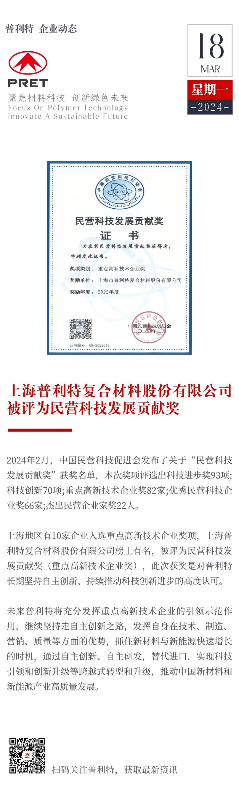 凯发k8国际首页登录荣获民营科技发展贡献奖！